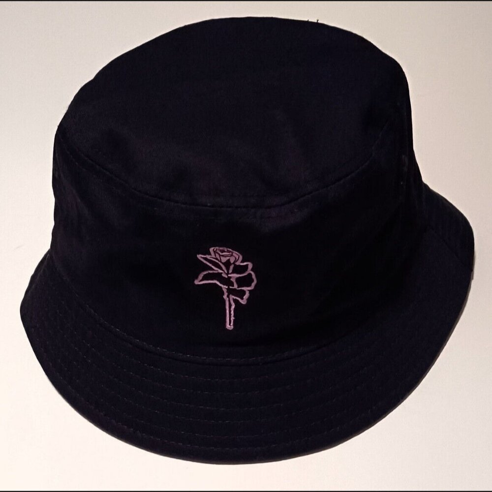 BSR by Samii Ryan Lust Black Bucket Hat Rose Pattern NWOT